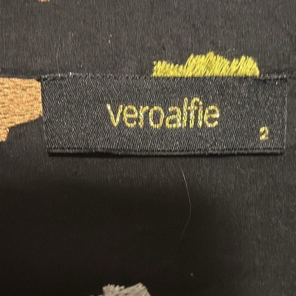 Veroalfie Nina Black Floral Embroidered Dress with Heart Buttons Size 2 - Picture 7 of 11